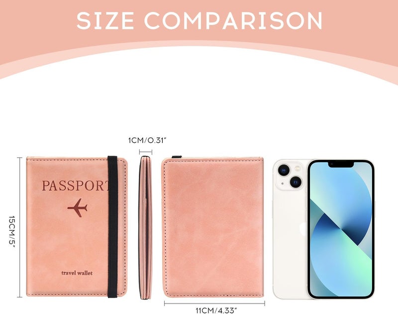 ILIYAH -Passport Cover-Passport Holder Travel Wallet-RFID-Blocking Passport Case Travel Accessories Card Holder Wallet Unisex Travel Gifts（Pink） - Image 2